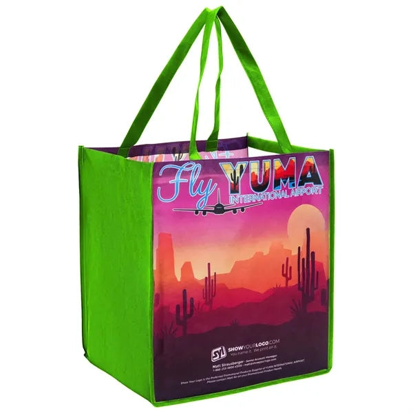 Sublimated PET Non-Woven Grocery Tote Bag w/ Gusset