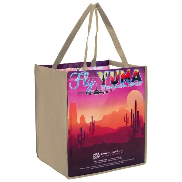 Sublimated PET Non-Woven Grocery Tote Bag w/ Gusset