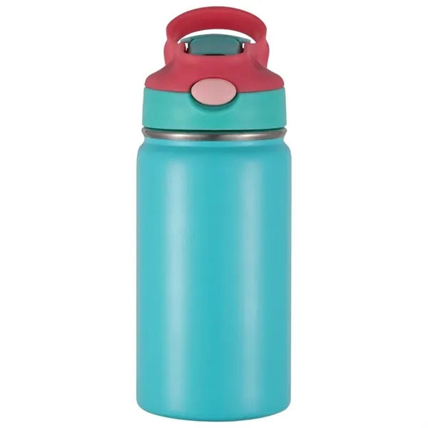 12oz Stainless Steel Kids water bottle with Straw Lid