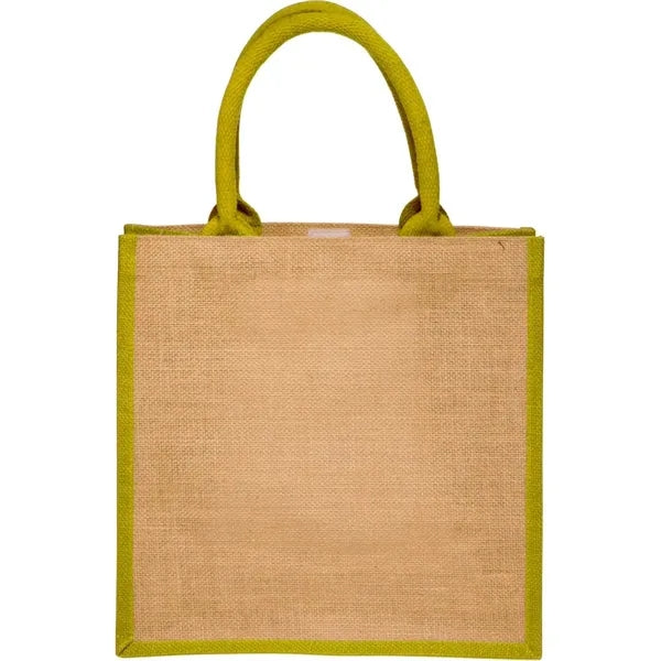 Laminated Jute Bags & Colored Sides and Handles W/ Gusset