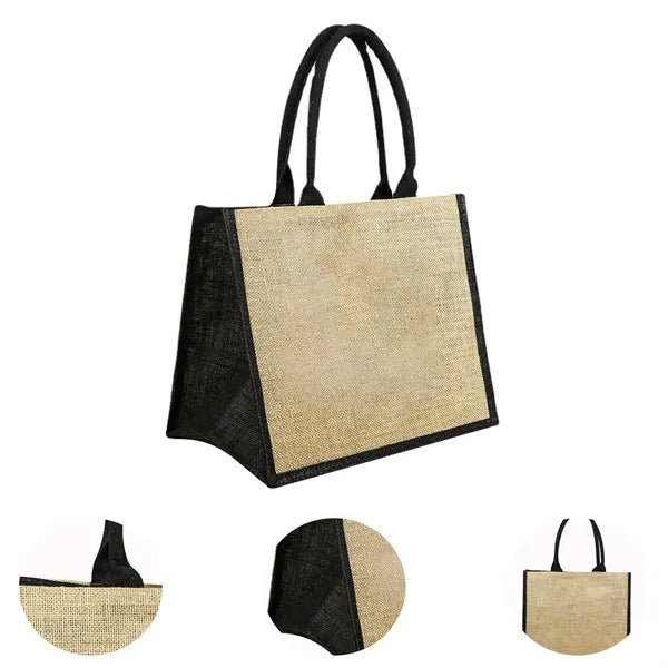Laminated Jute Bags & Colored Sides and Handles W/ Gusset
