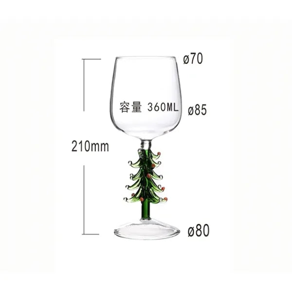 Lead-Free Christmas Tree Wine Glasses