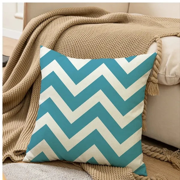 Solid Color Geometric Printed Linen Pillow Cushion Cover
