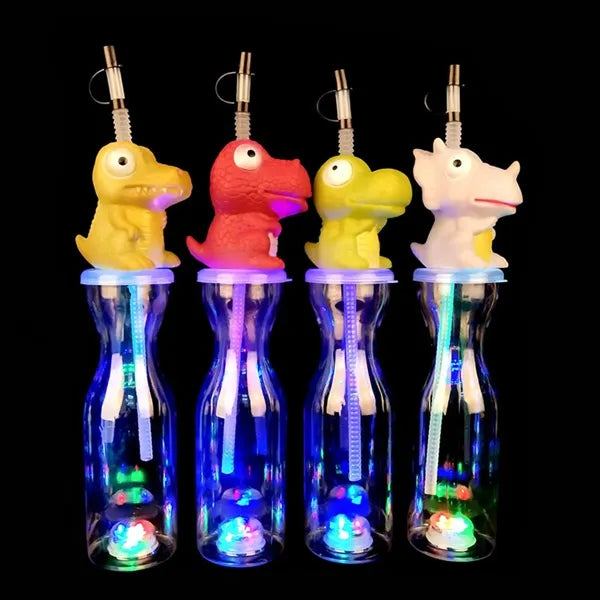 17OZ Flash Light Plastic Cup Cartoon Bottle with Straw