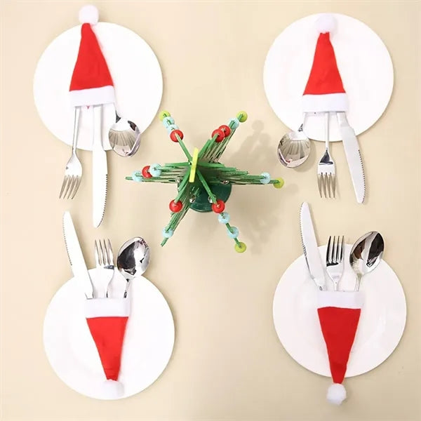 Mini Christmas Hat Knife and Fork Storage Set