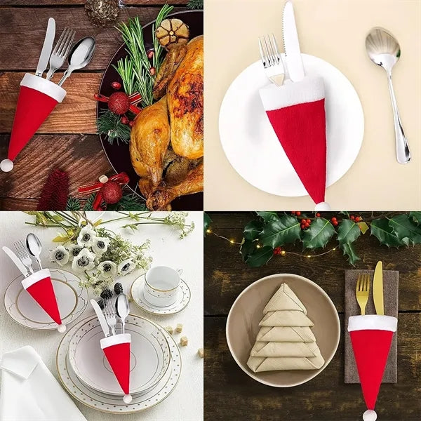 Mini Christmas Hat Knife and Fork Storage Set