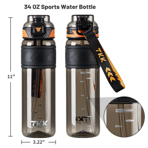 34oz Sports Water Bottles with Removable Straw