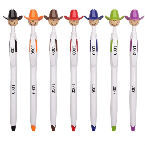 Fun Cowboy Hat Smile Face Retractable Click Ballpoint Pen