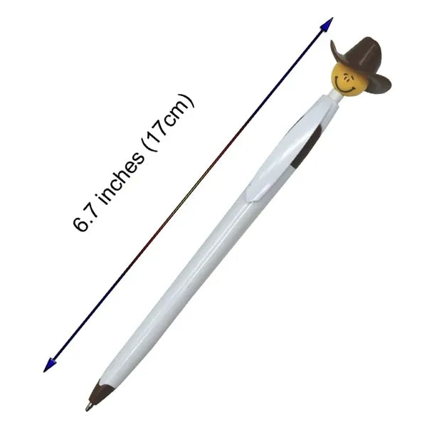 Fun Cowboy Hat Smile Face Retractable Click Ballpoint Pen
