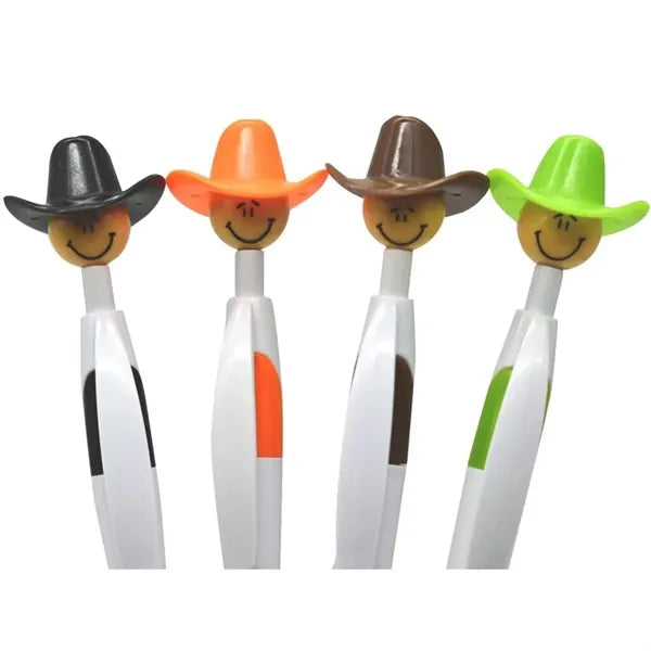 Fun Cowboy Hat Smile Face Retractable Click Ballpoint Pen