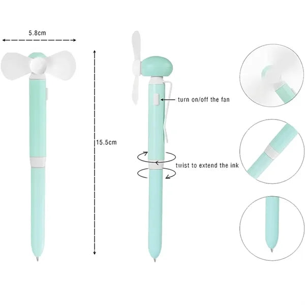 Upgraded 2 in 1 Handheld Mini Fan Pen W/Battery