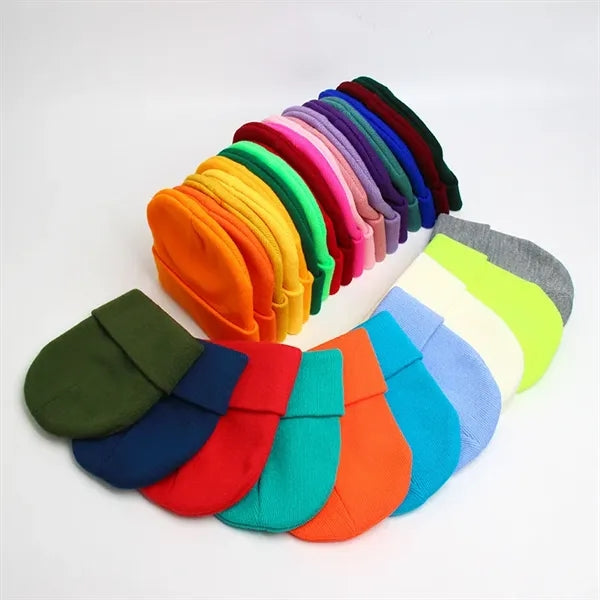 Knitted hat Acrylic Knit Cuffed Beanie Cap