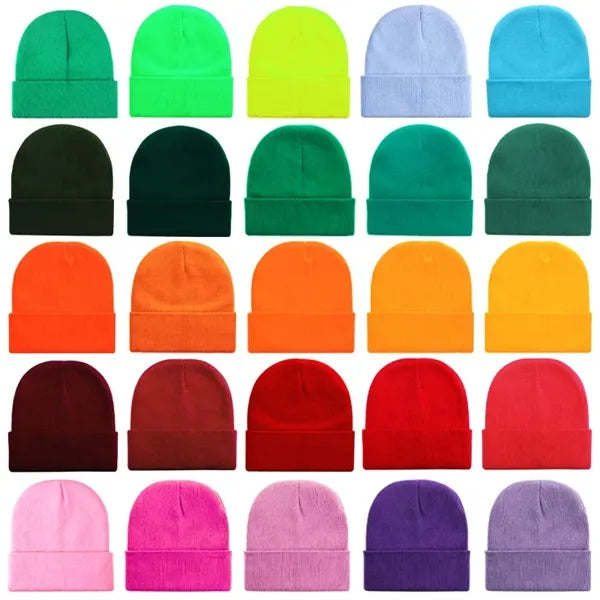 Knitted hat Acrylic Knit Cuffed Beanie Cap