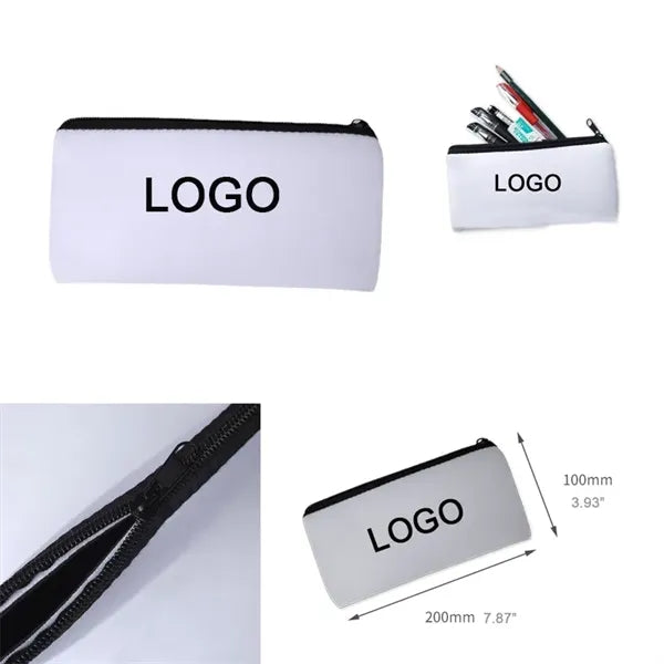 White DIY Zipper Neoprene Soft Storage Bag Pencil Case Pouch