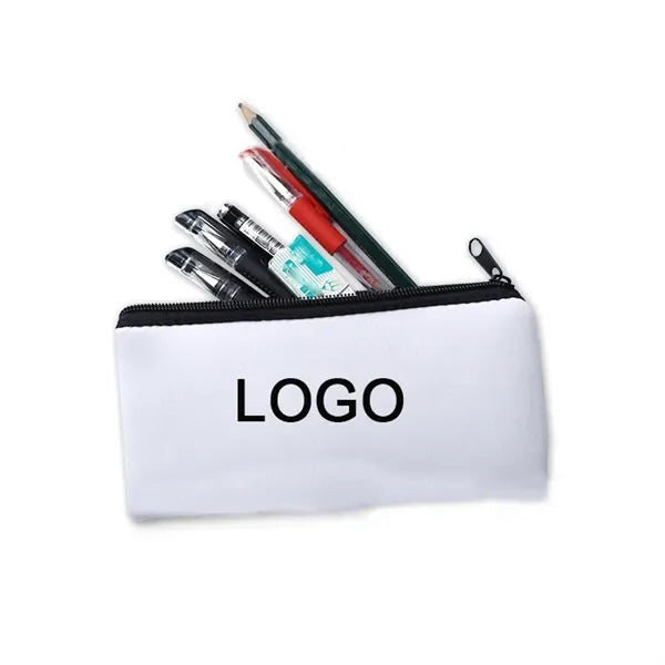 White DIY Zipper Neoprene Soft Storage Bag Pencil Case Pouch
