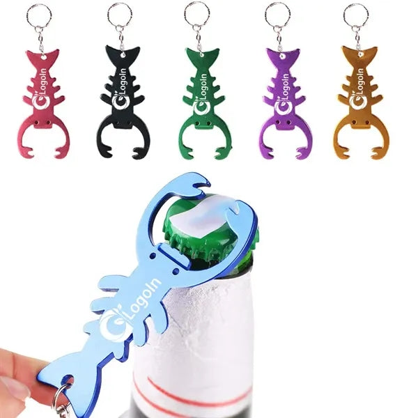 Flat Bottle Beer Opener Key Chain Lobster Aluminum Alloy