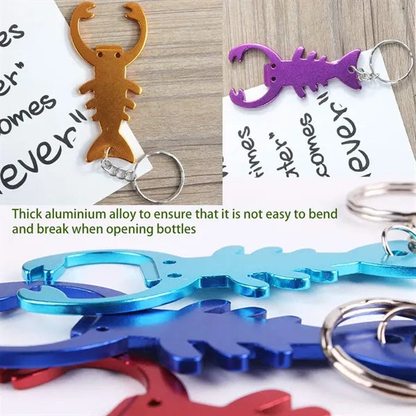 Flat Bottle Beer Opener Key Chain Lobster Aluminum Alloy