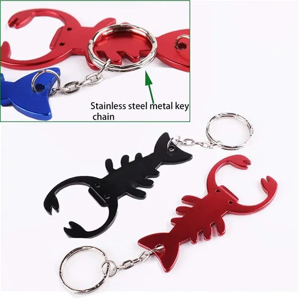 Flat Bottle Beer Opener Key Chain Lobster Aluminum Alloy