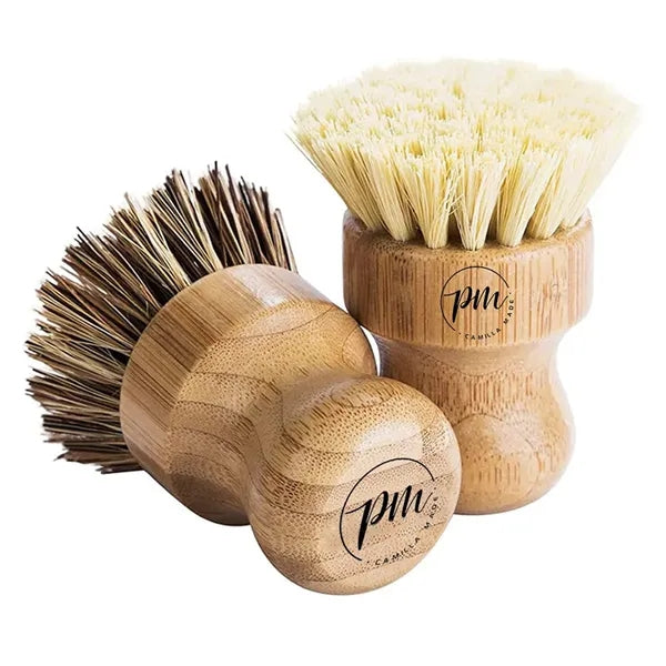 Durable Mini Natural Bamboo Palm Scrub Dish Pot Brush