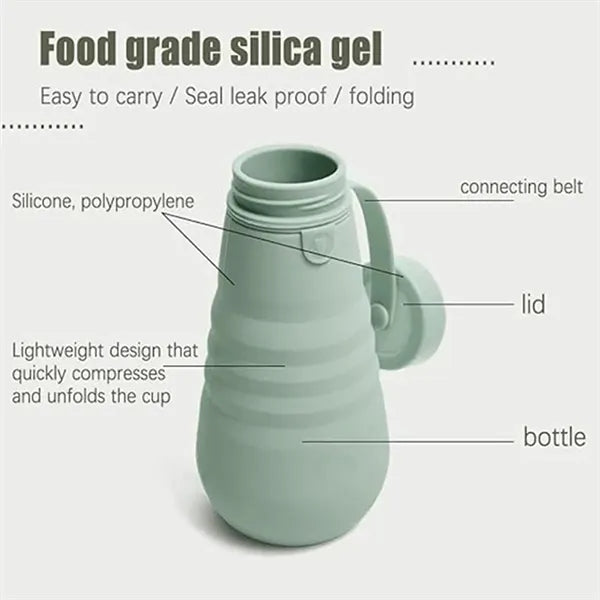 20oz Portable Foldable Leak-proof Silicone Water Bottle