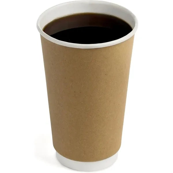 16oz Double Wall Kraft Paper Coffee Cup With Lid