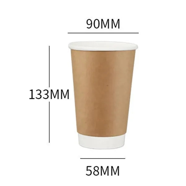 16oz Double Wall Kraft Paper Coffee Cup With Lid