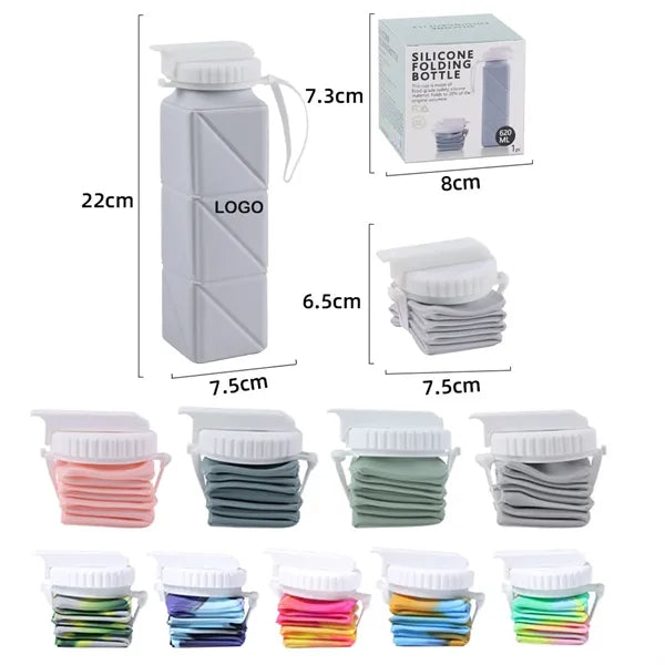 Square Silicone Collapsible Water Bottle