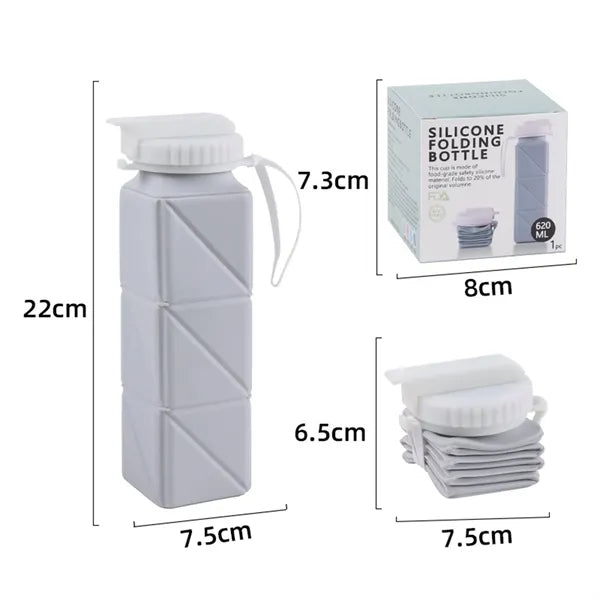 Square Silicone Collapsible Water Bottle