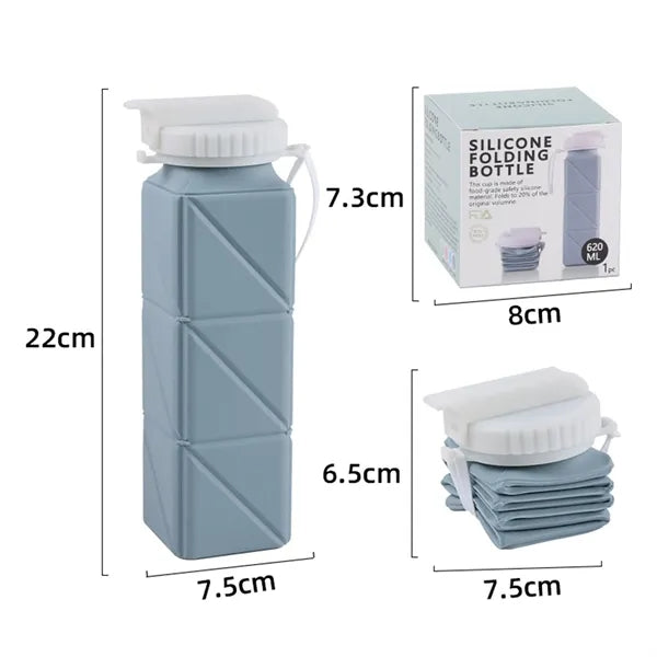 Square Silicone Collapsible Water Bottle