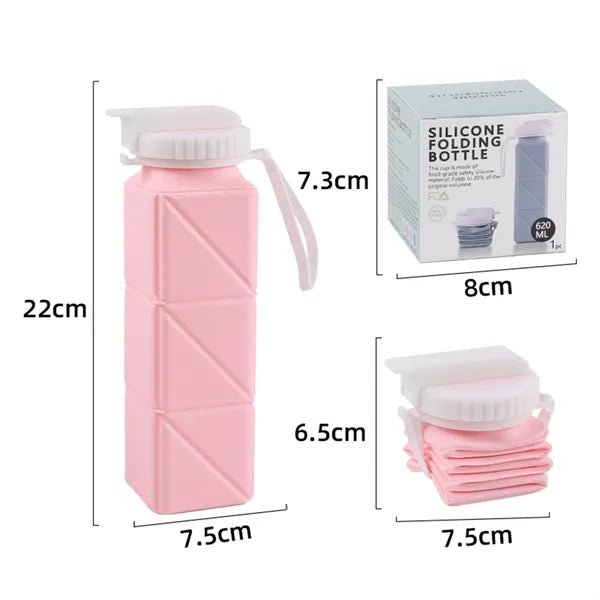 Square Silicone Collapsible Water Bottle