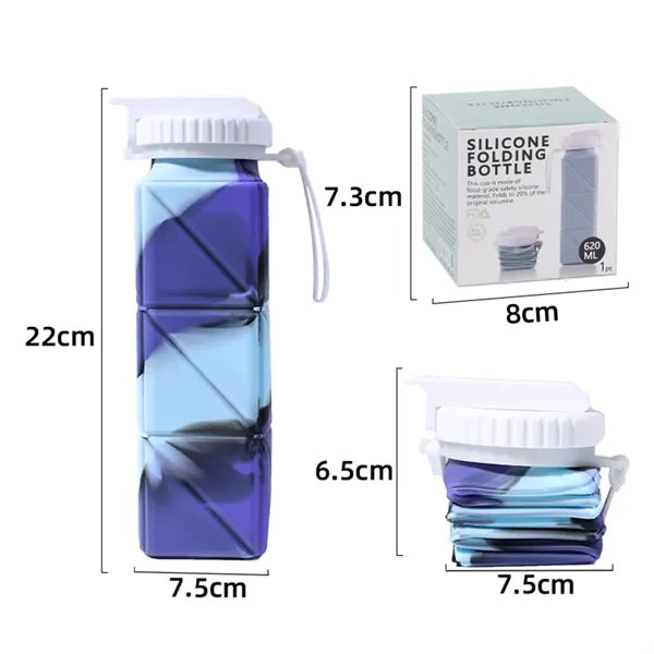 Square Silicone Collapsible Water Bottle
