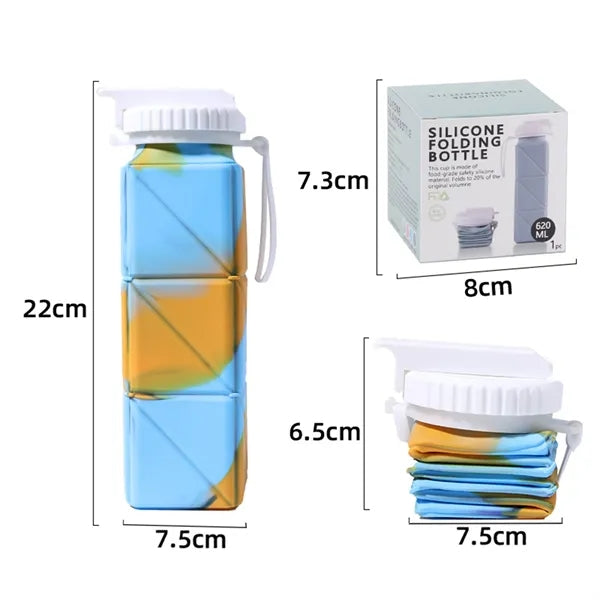 Square Silicone Collapsible Water Bottle