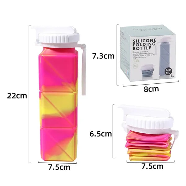 Square Silicone Collapsible Water Bottle
