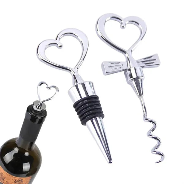 2 Pack Heart Wine Bottle Stopper Bottle-opener with Gift Box