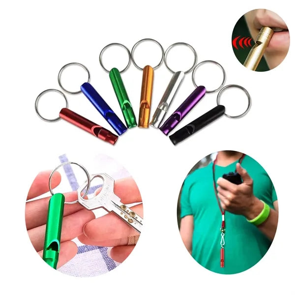 Outdoors Sports Aluminum Emergency Whistle with Keychain