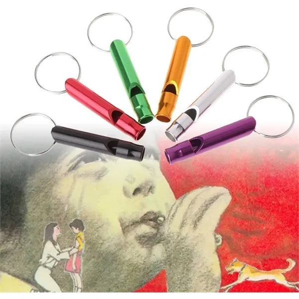 Outdoors Sports Aluminum Emergency Whistle with Keychain