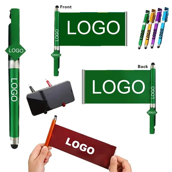 Plastic QR Code Ballpoint Pen w/Paper Banner & Stylus