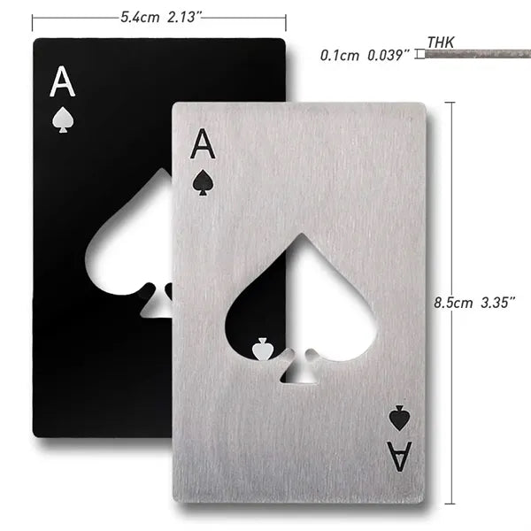 Ace of Spade Poker Stainless Steel Flat Casino Bottle Opener