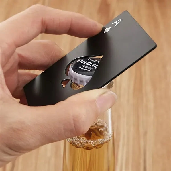 Ace of Spade Poker Stainless Steel Flat Casino Bottle Opener