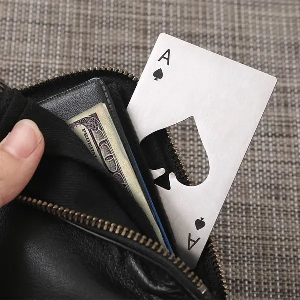 Ace of Spade Poker Stainless Steel Flat Casino Bottle Opener