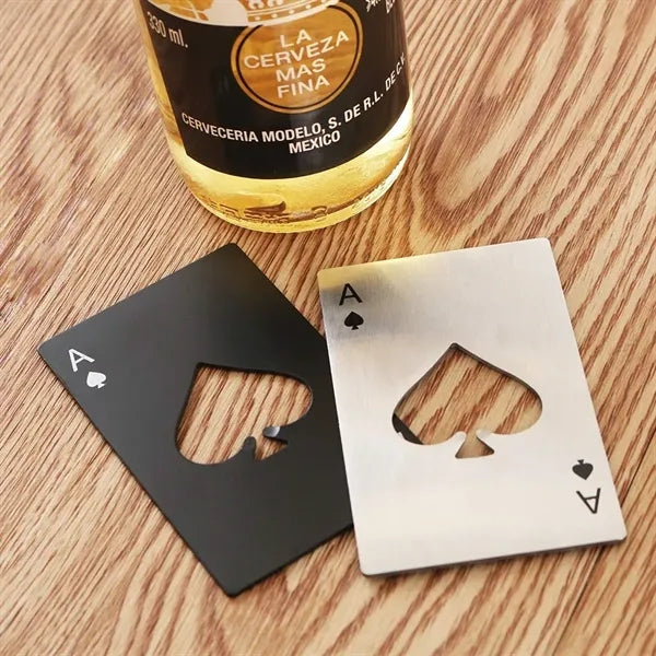 Ace of Spade Poker Stainless Steel Flat Casino Bottle Opener