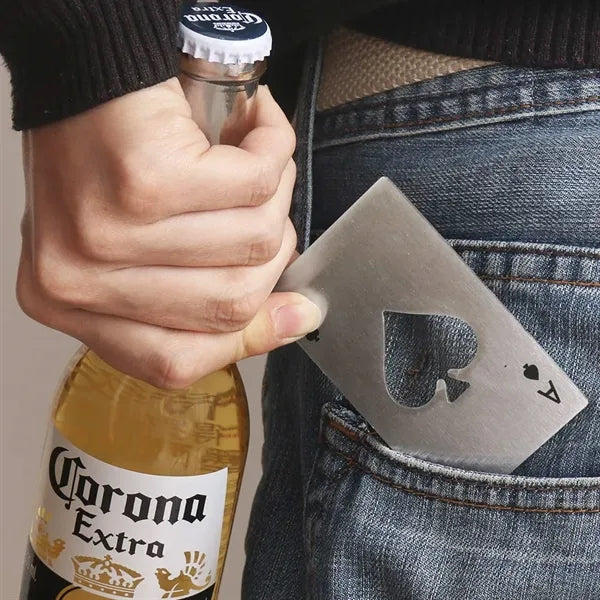 Ace of Spade Poker Stainless Steel Flat Casino Bottle Opener