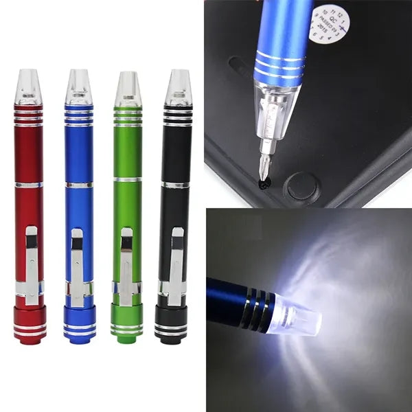 8-in-1 Multi-Functional Screwdriver Tool Pen With Light