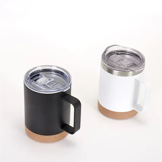 12oz Stainless Steel Mug with Handle and Cork Bottom