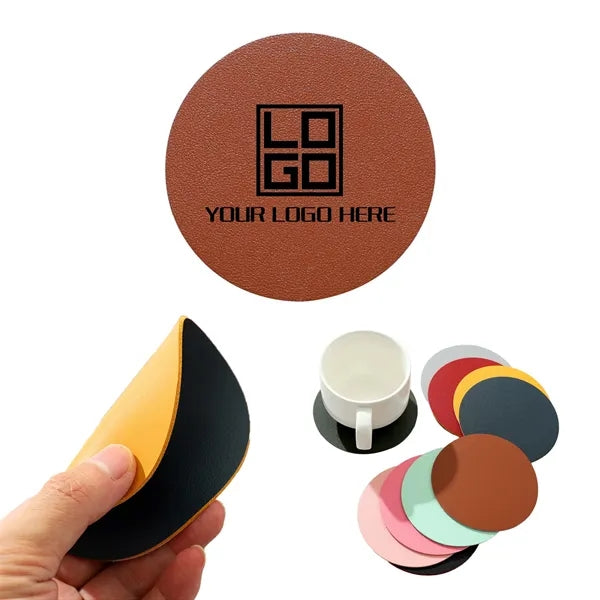 PU Leather Insulated Round Coasters Double Sided