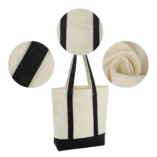 12 Oz. Cotton Canvas Tote Bag with an External Pocket