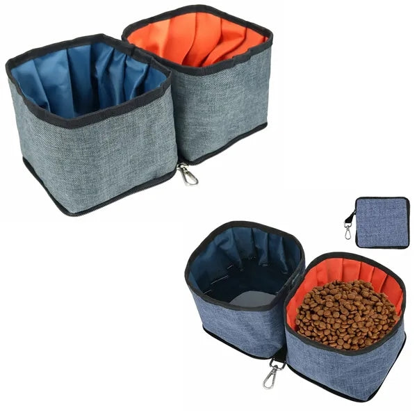 Square Portable Packable Double Pet Bowl