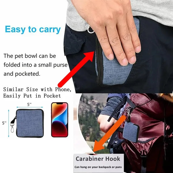 Square Portable Packable Double Pet Bowl