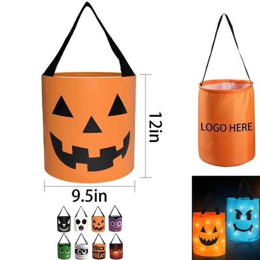 Halloween LED Light Candy Bags Pumpkin Treat Bucket