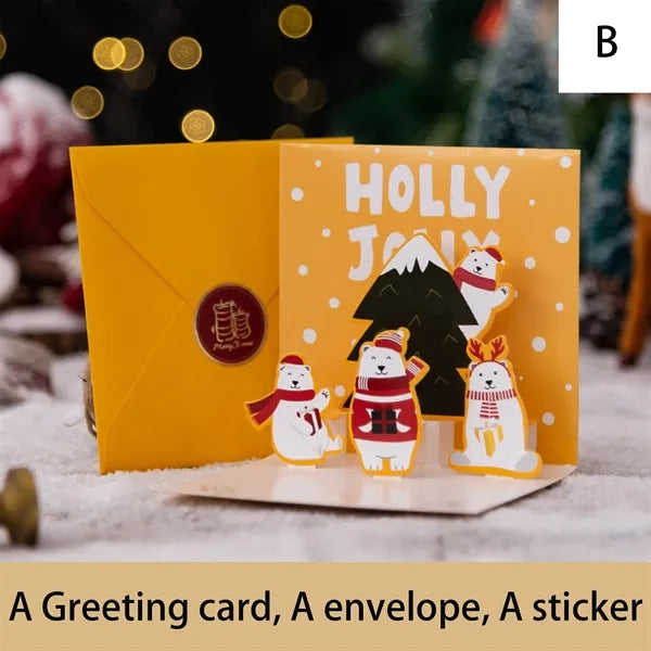 Pop-Up Christmas Greeting Cards Holidays Envelopes Set